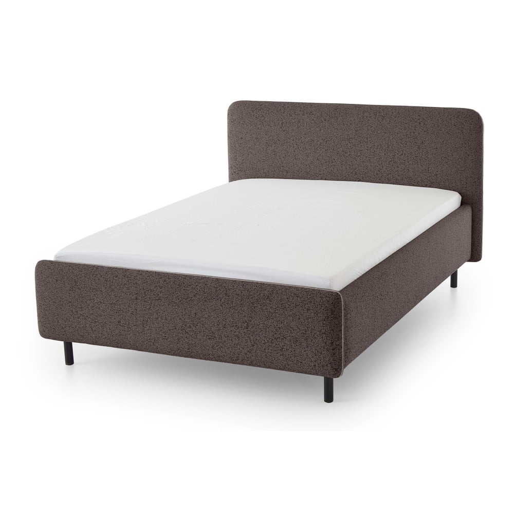 Antracitszürke kárpitozott ágyneműtartós franciaágy ágyráccsal 140x200 cm Primo – Meise Möbel