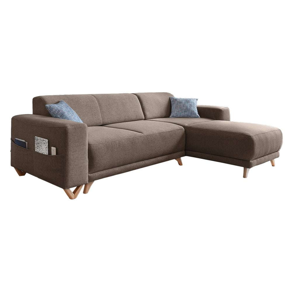 Barna kinyitható-tárolóhelyes sarokkanapé Classy Sophie – Miuform