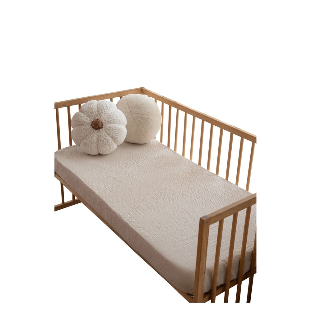 Bézs gumis muszlin gyerek lepedő babaágyhoz 60x120 cm Burumcuk – Mijolnir