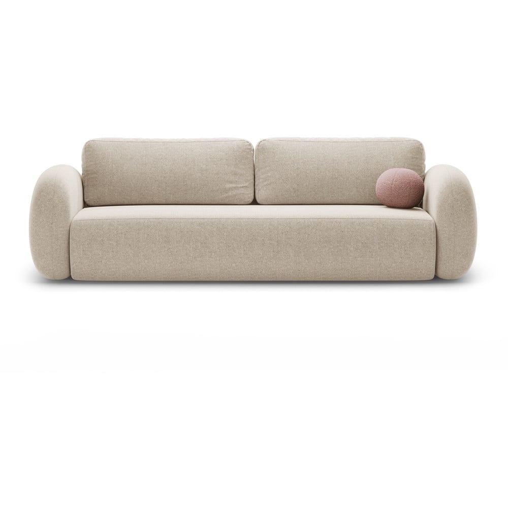 Bézs zsenília kinyitható-tárolóhelyes kanapé 262 cm Tonale – Cosmopolitan Design