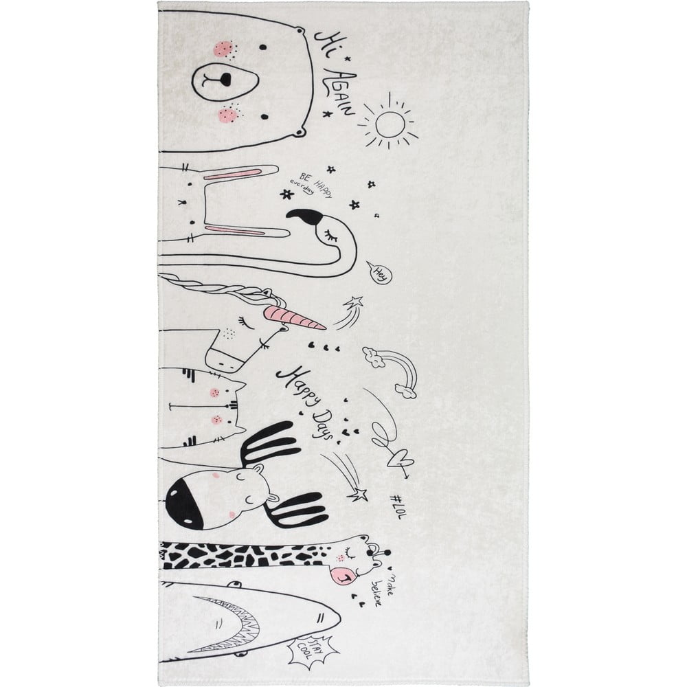 Elefántcsont színű mosható gyerek szőnyeg 80x120 cm Animal Kingdom – Vitaus