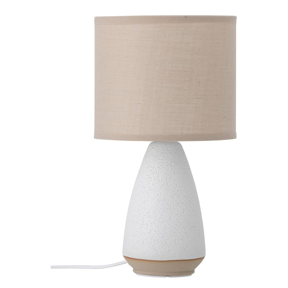 Fehér-bézs asztali lámpa textil búrával (magasság 27