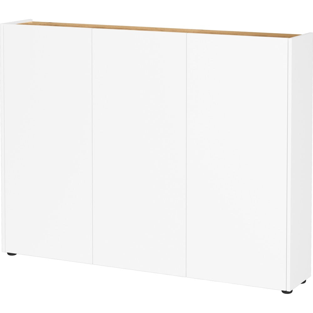 Fehér cipőtartó tölgyfa dekorral 138x105x25 cm Libbiano – Germania