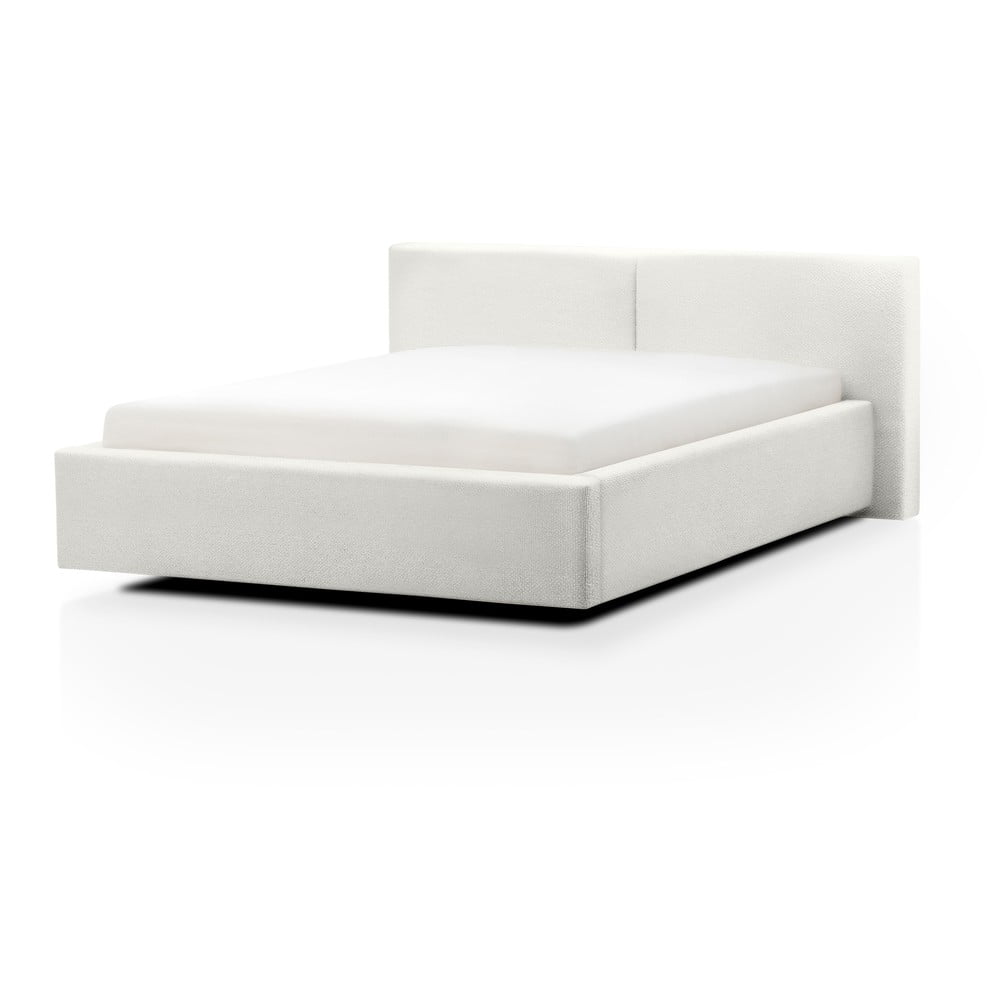 Fehér kárpitozott ágyneműtartós franciaágy ágyráccsal 160x200 cm Cube – Meise Möbel