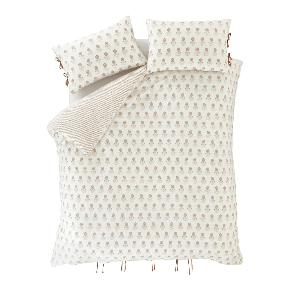 Fehér kétszemélyes hosszabbított ágyneműhuzat 230x220 cm Woodblock Floral – Pineapple Elephant