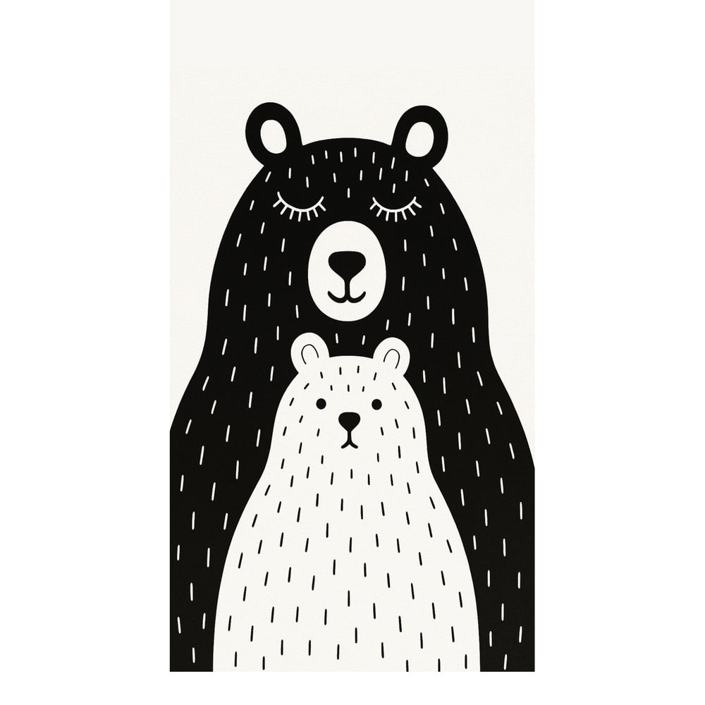 Fekete-fehér mosható gyerek szőnyeg 120x180 cm Bear Family v2 – Vitaus