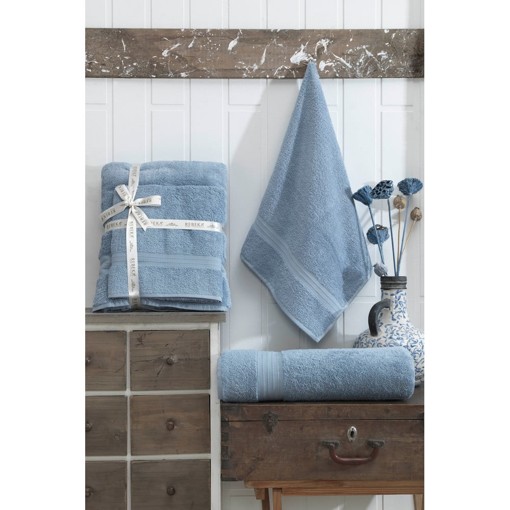 Kék pamut törölköző és fürdőlepedő készlet 2 db-os – Mila Home