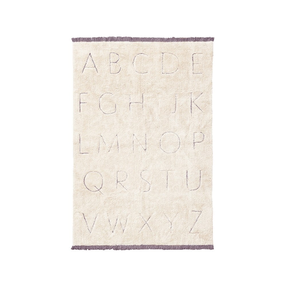 Krémszínű mosható kézi szövésű pamut gyerek szőnyeg 120x160 cm ABC – Lorena Canals