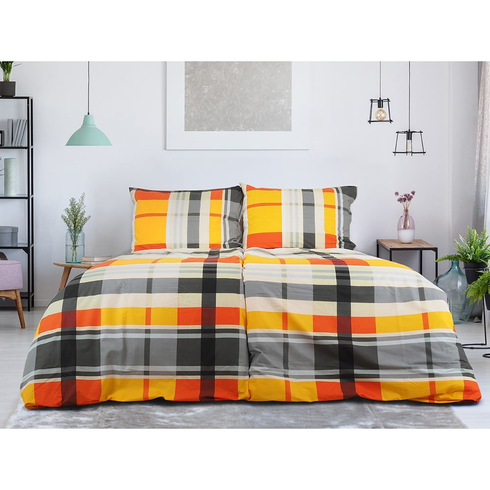 Narancssárga egyszemélyes krepp ágyneműhuzat 140x200 cm Orabge Kube – B.E.S.