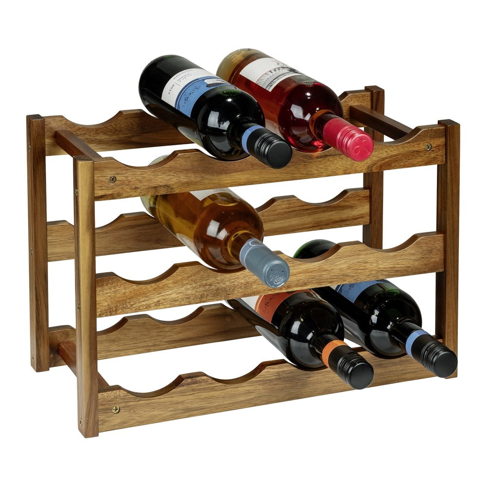 Natúr színű akácfa bortartó polcos állvány
