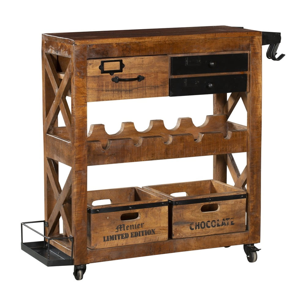 Natúr színű mangófa bortartó szekrény