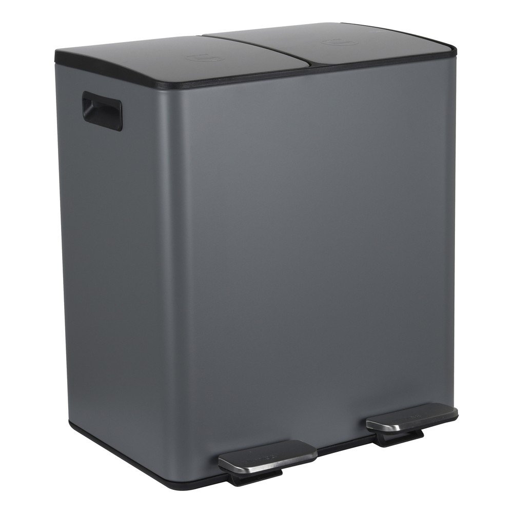 Sötétszürke acél szelektív-pedálos szemetes 2x20 l   Aliya – Spirella