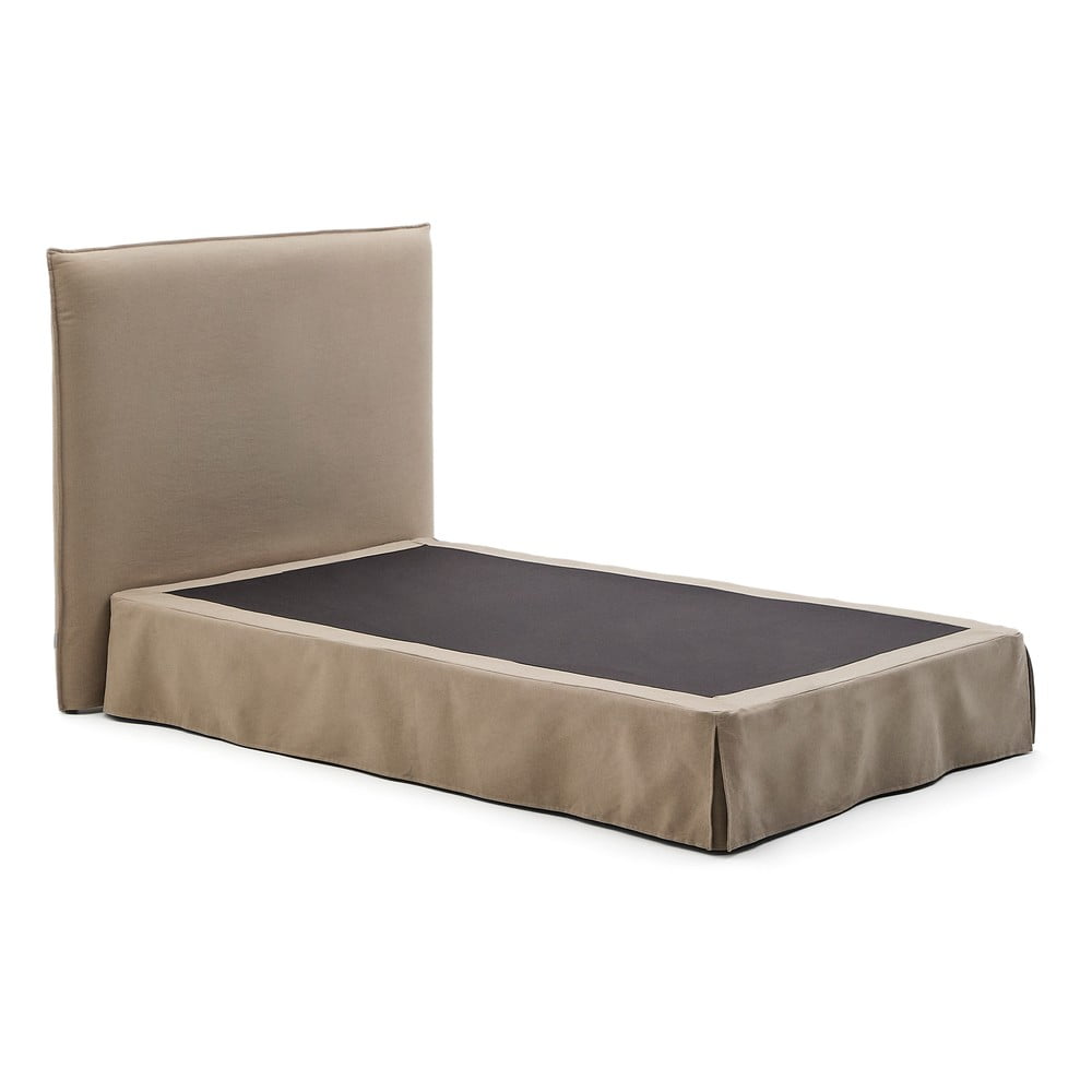 Szürkésbarna kárpitozott egyszemélyes ágy 90x200 cm Jaira – Kave Home