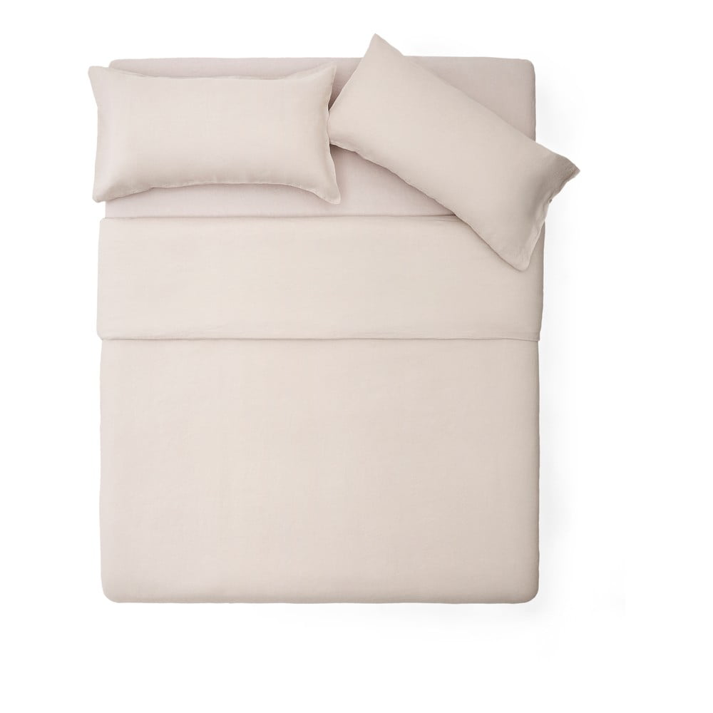 Szürkésbézs kétszemélyes hosszabbított lenkeverék ágyneműhuzat 240x220 cm Simmel – Kave Home