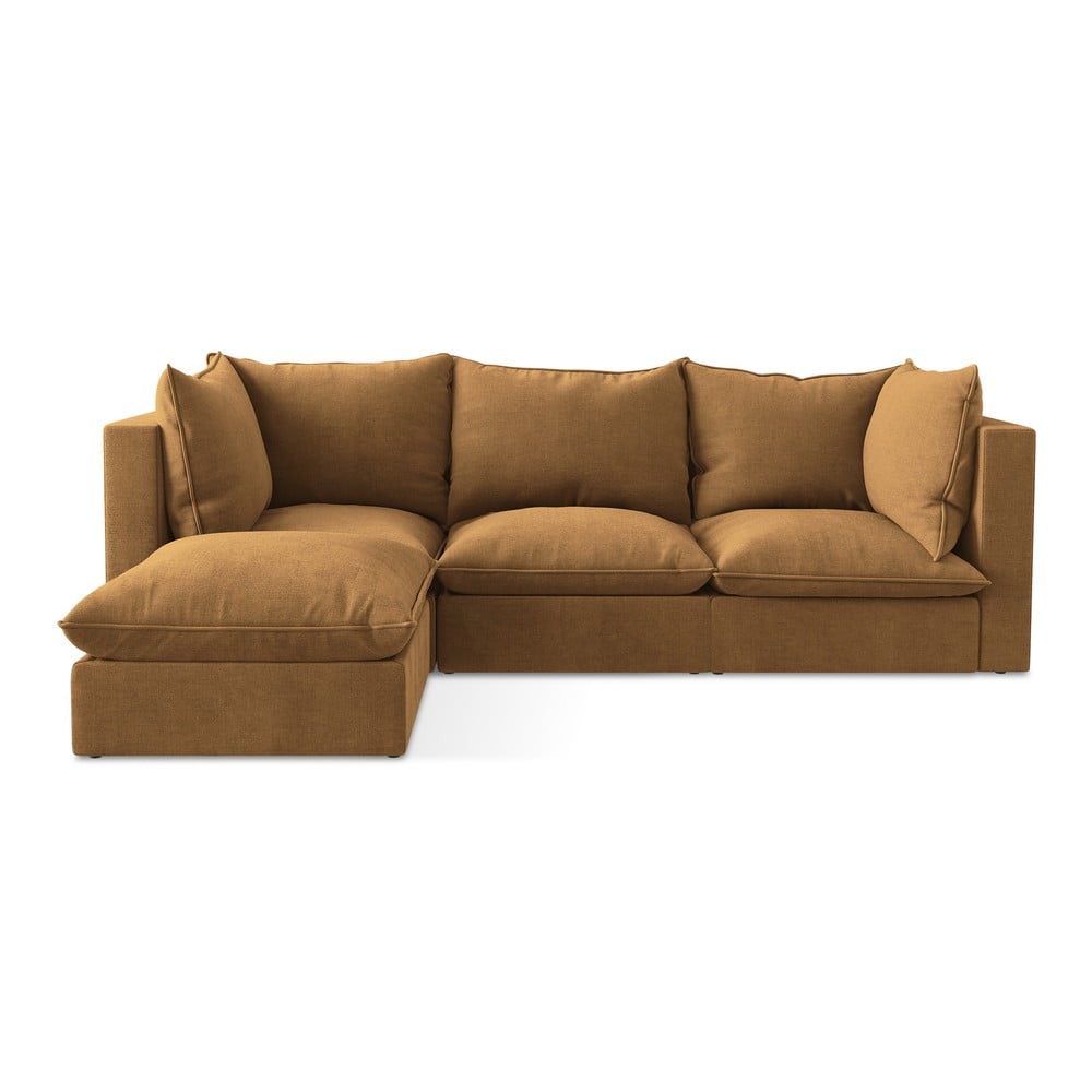 Terrakotta színű sarokkanapé (bal oldali-heverő résszel) Manao – Makamii