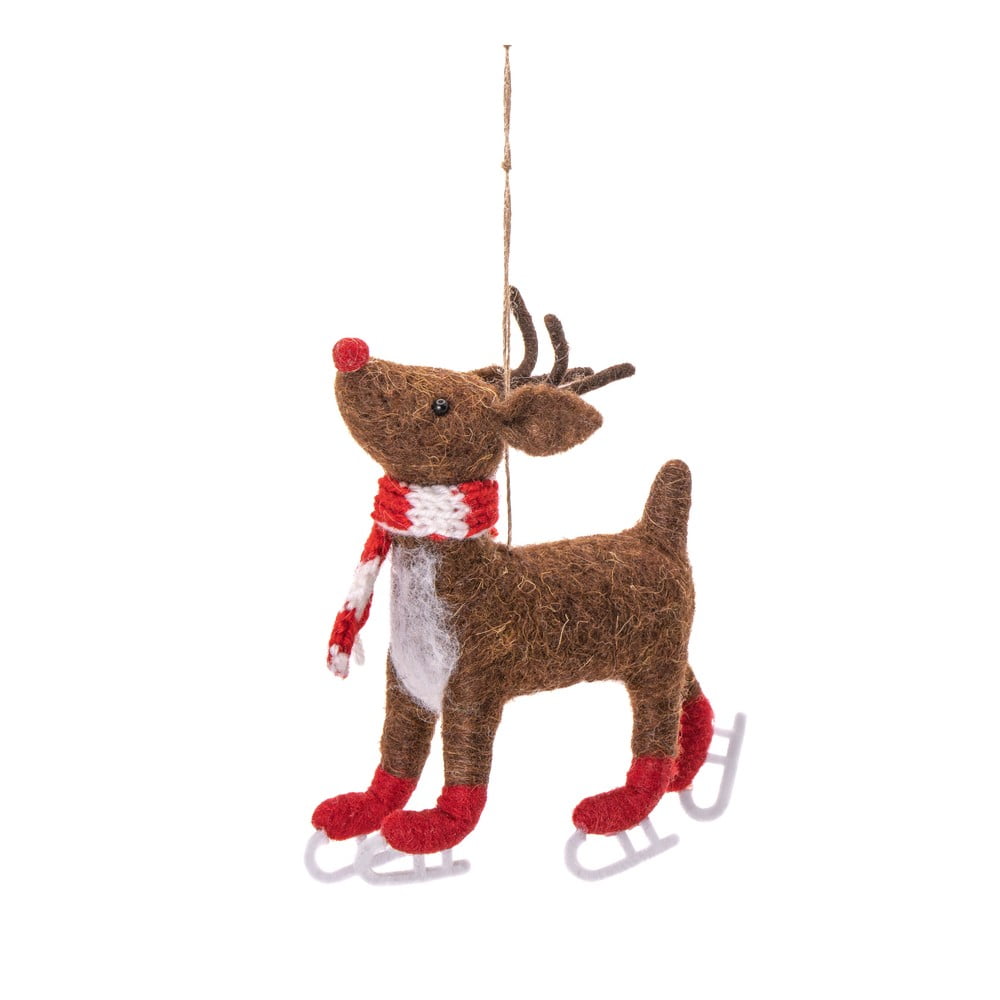 Textil kézzel készített karácsonyfadísz 13 cm Skating Rudolph – Sass & Belle