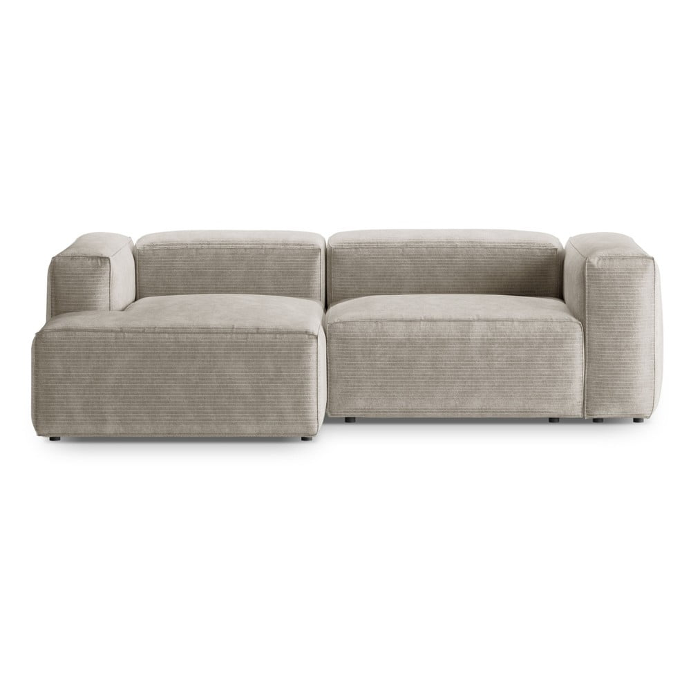 Bézs kordbársony sarokkanapé (bal oldali-heverő résszel) Bergano – Cosmopolitan Design