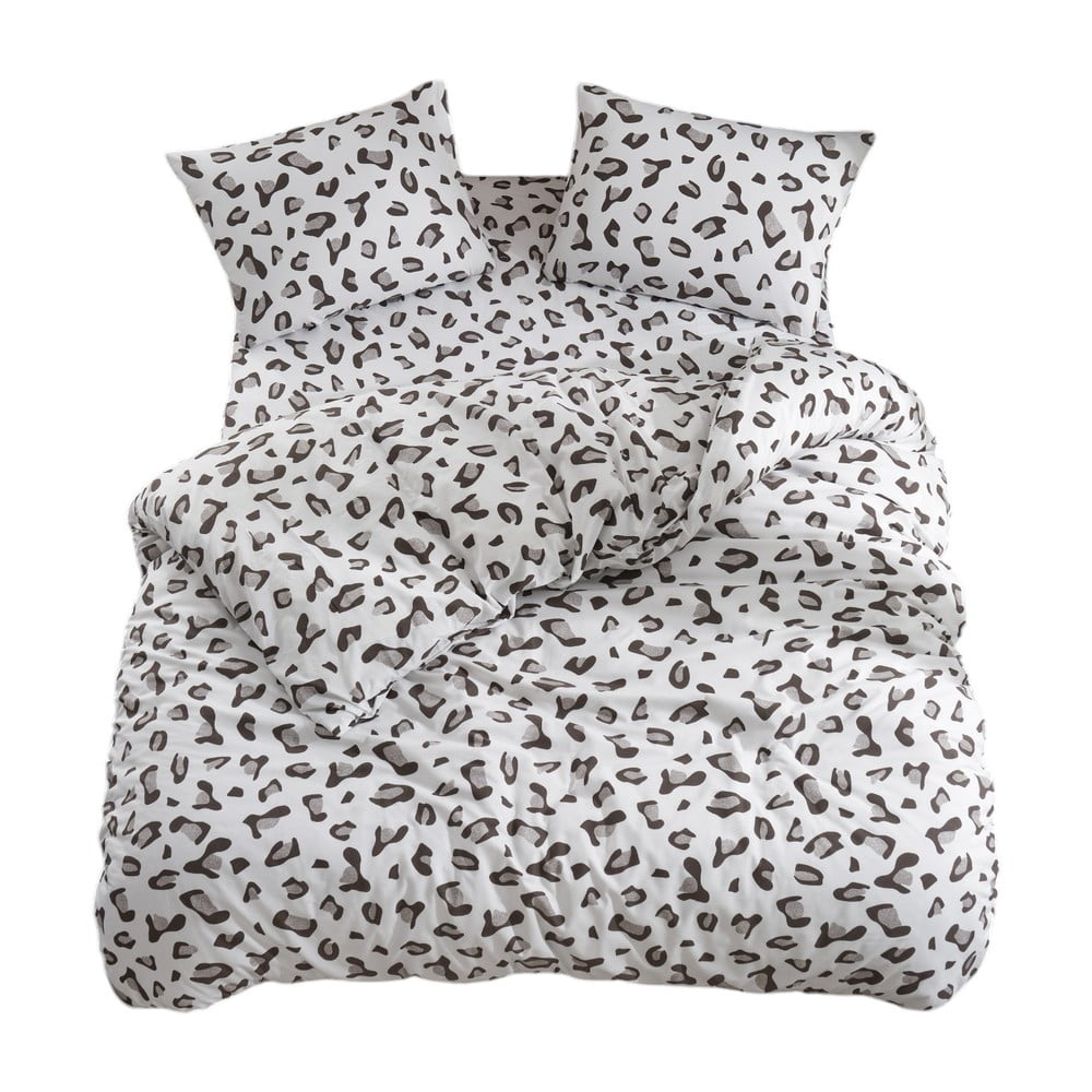 Fehér-szürke négyrészes kétszemélyes hosszabbított ágyneműhuzat lepedővel 200x220 cm Modern – Mila Home