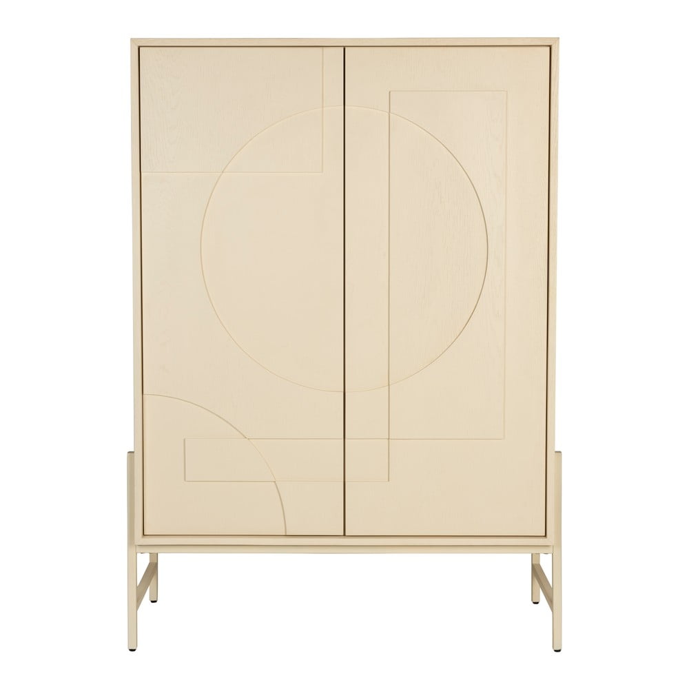 Krémszínű szekrény tölgyfa dekorral 100x140x45 cm Faces – Zuiver