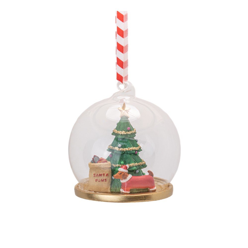 Poligyanta kézzel készített karácsonyfadísz ø 7 cm Santa Paws – Sass & Belle