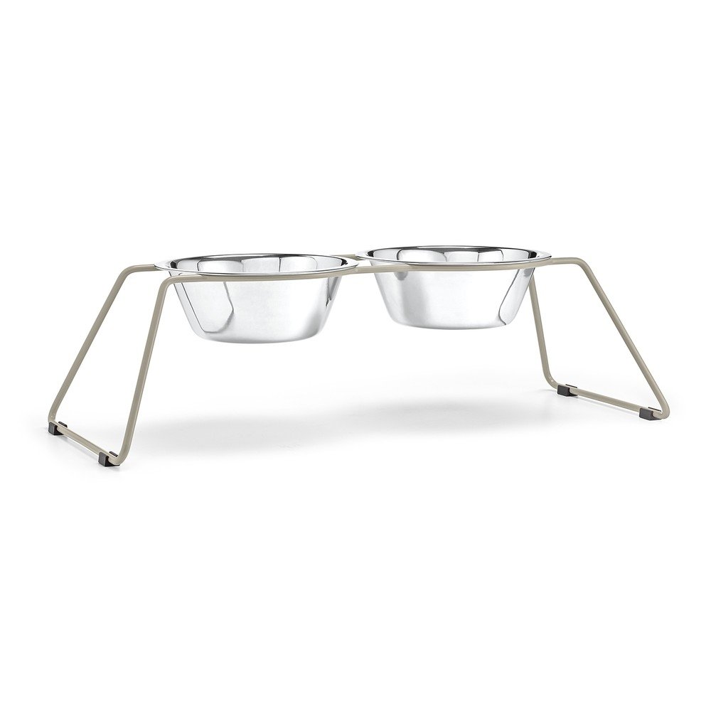 Rozsdamentes acél tálka szett állvánnyal kutyáknak Cena Greige L – MiaCara