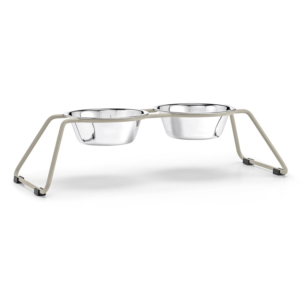 Rozsdamentes acél tálka szett állvánnyal kutyáknak Cena Greige M – MiaCara