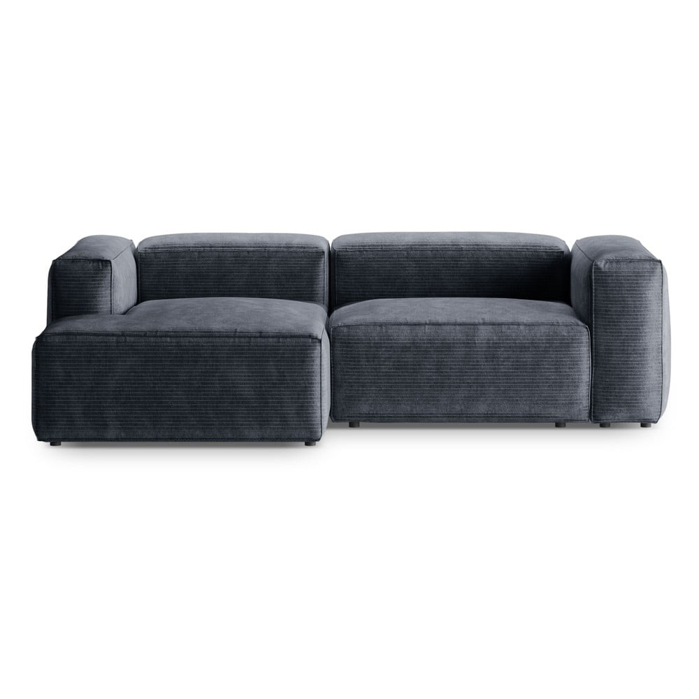 Szürkéskék kordbársony sarokkanapé (bal oldali-heverő résszel) Bergano – Cosmopolitan Design