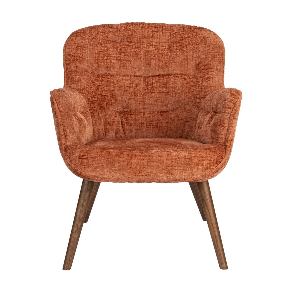 Terrakotta színű bársony fotel Lenn – Dutchbone