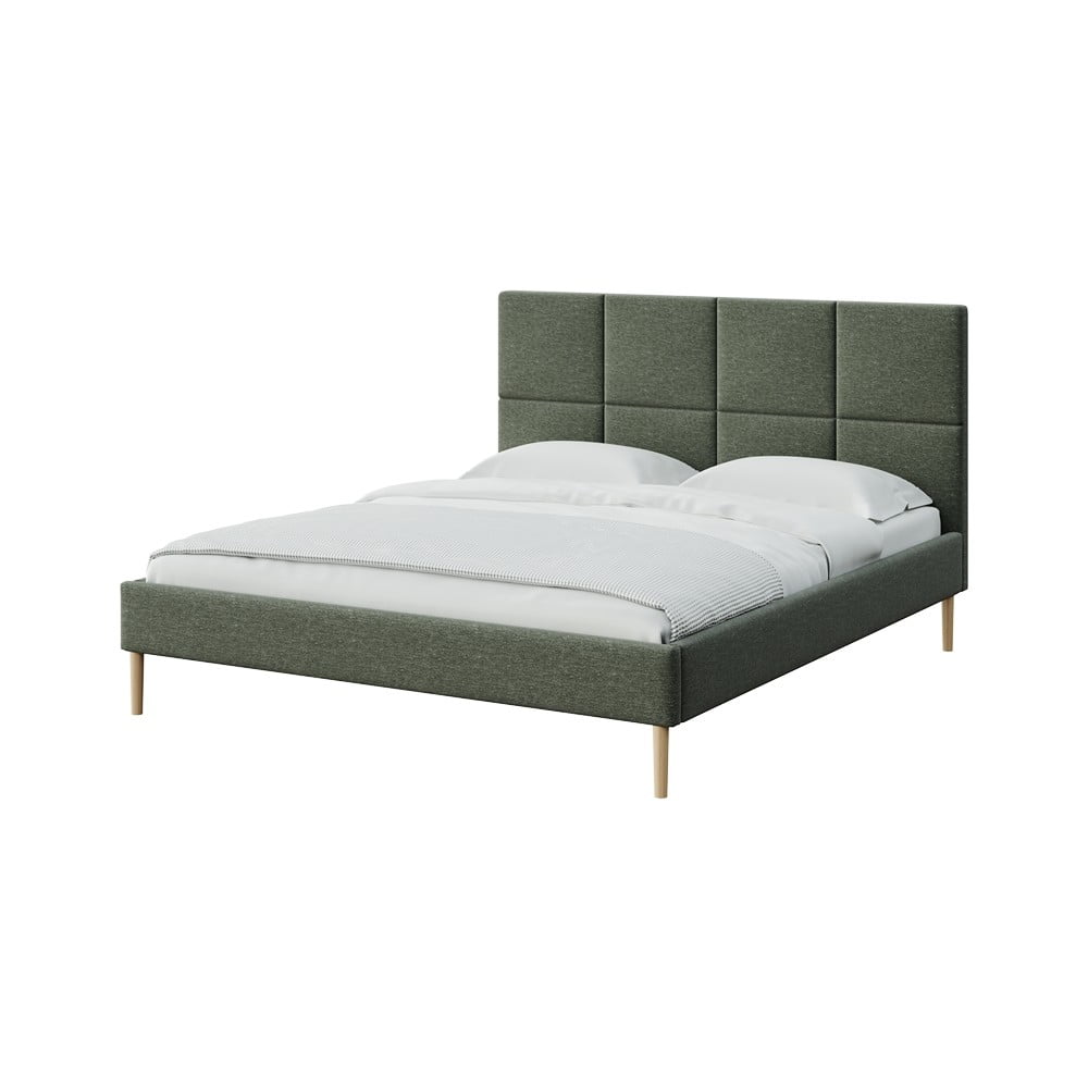 Zöld kárpitozott franciaágy ágyráccsal 180x200 cm Alano – MESONICA