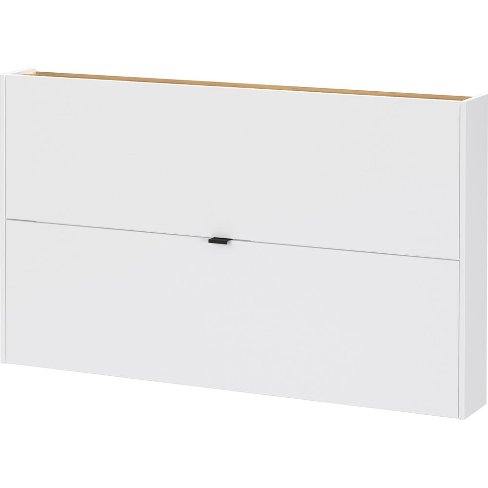 Fehér billenő ajtós függő cipőtartó tölgyfa dekorral 140x83x18 cm Ameca – Germania