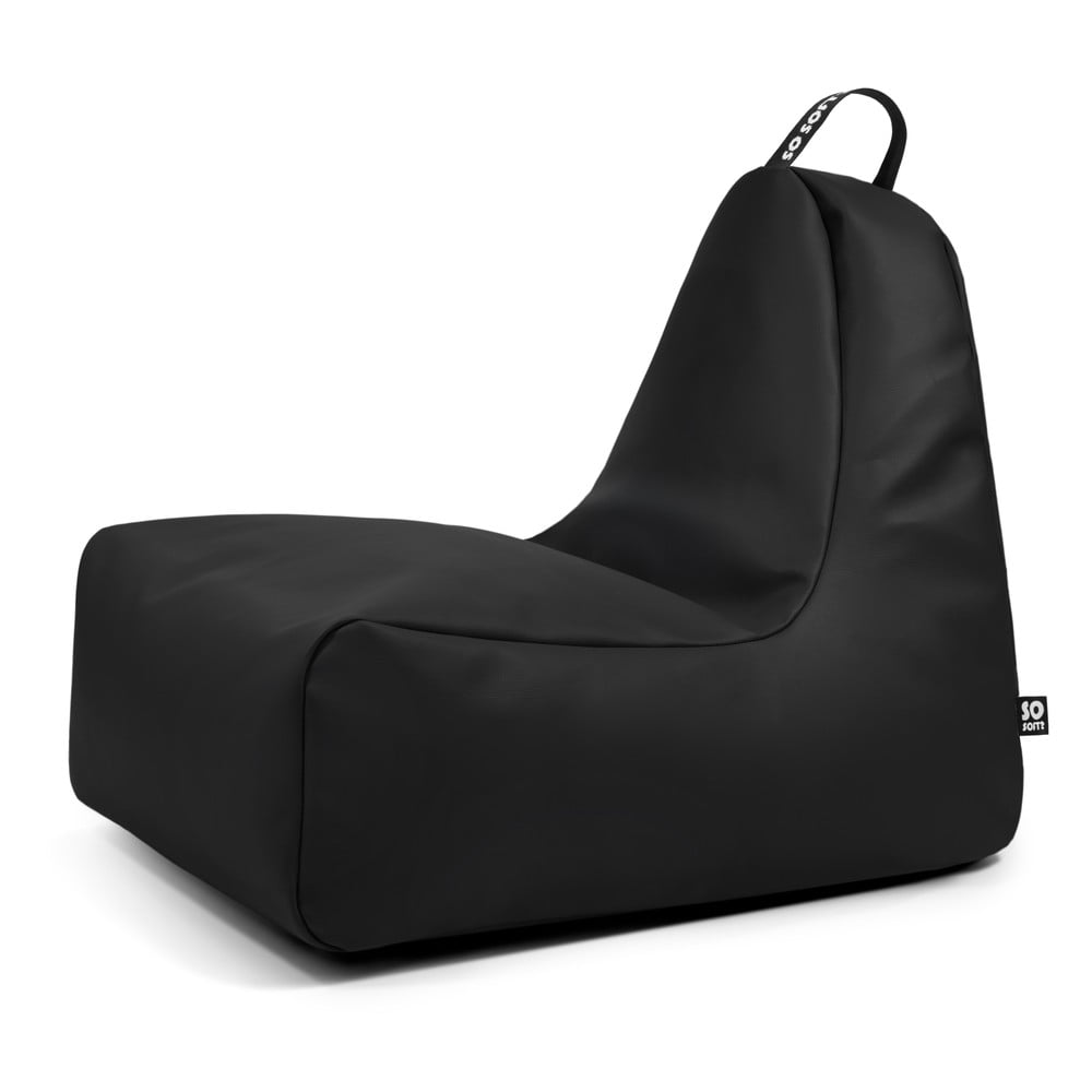 Fekete bőrutánzat gyerek babzsákfotel Chill M – So Soft?