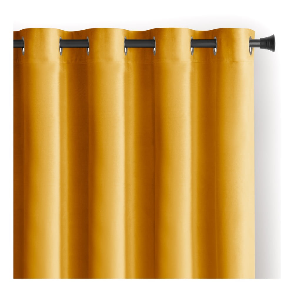 Sárga bársony dimout (részleges sötétítő) függöny 140x270 cm Eyelets – Restilo