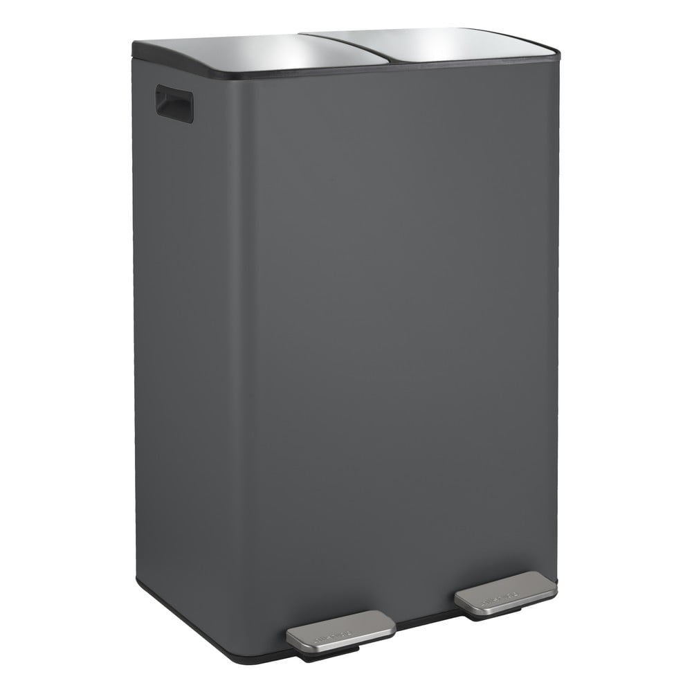 Sötétszürke acél szelektív-pedálos szemetes 2x30 l   Aliya – Spirella