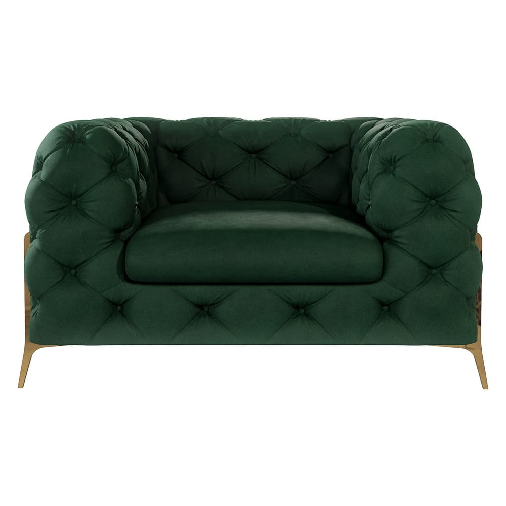 Sötétzöld bársony fotel Chelsea Bis – Ropez