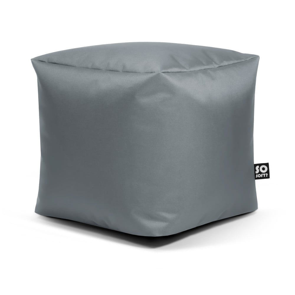 Szürke bőrutánzat gyerek babzsákfotel Cube M – So Soft?