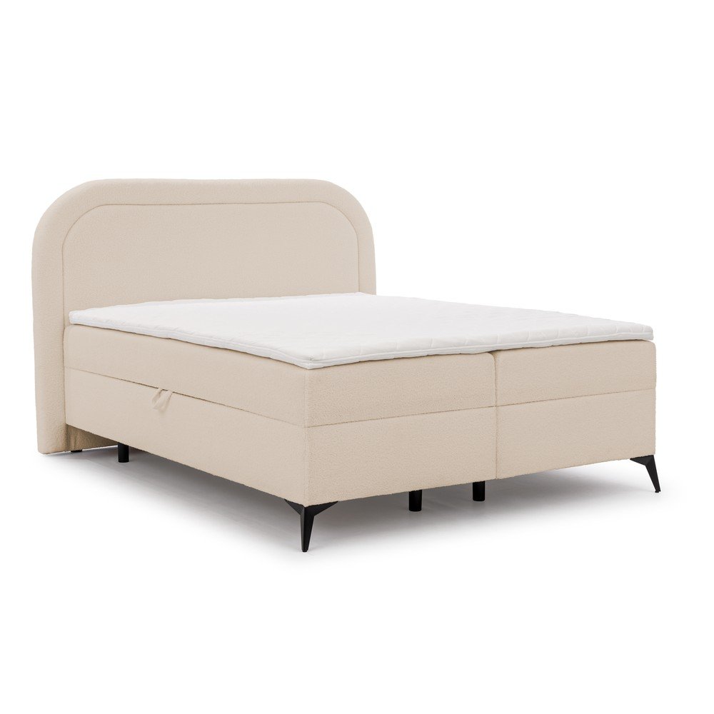 Bézs ágyneműtartós boxspring ágy 140x200 cm Ornes – Ropez