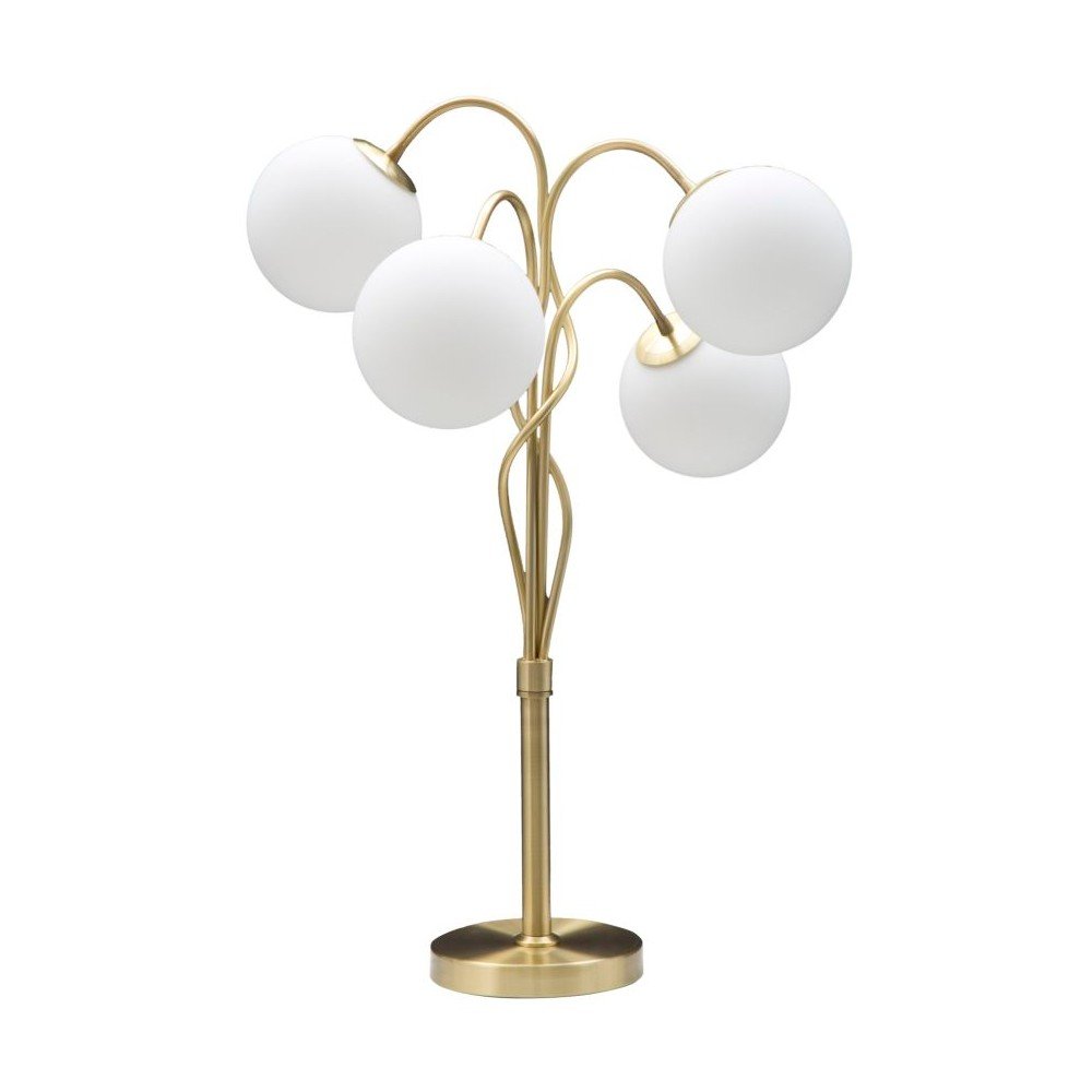 Fehér-aranyszínű asztali lámpa üveg búrával (magasság 74 cm) Glamy – Mauro Ferretti