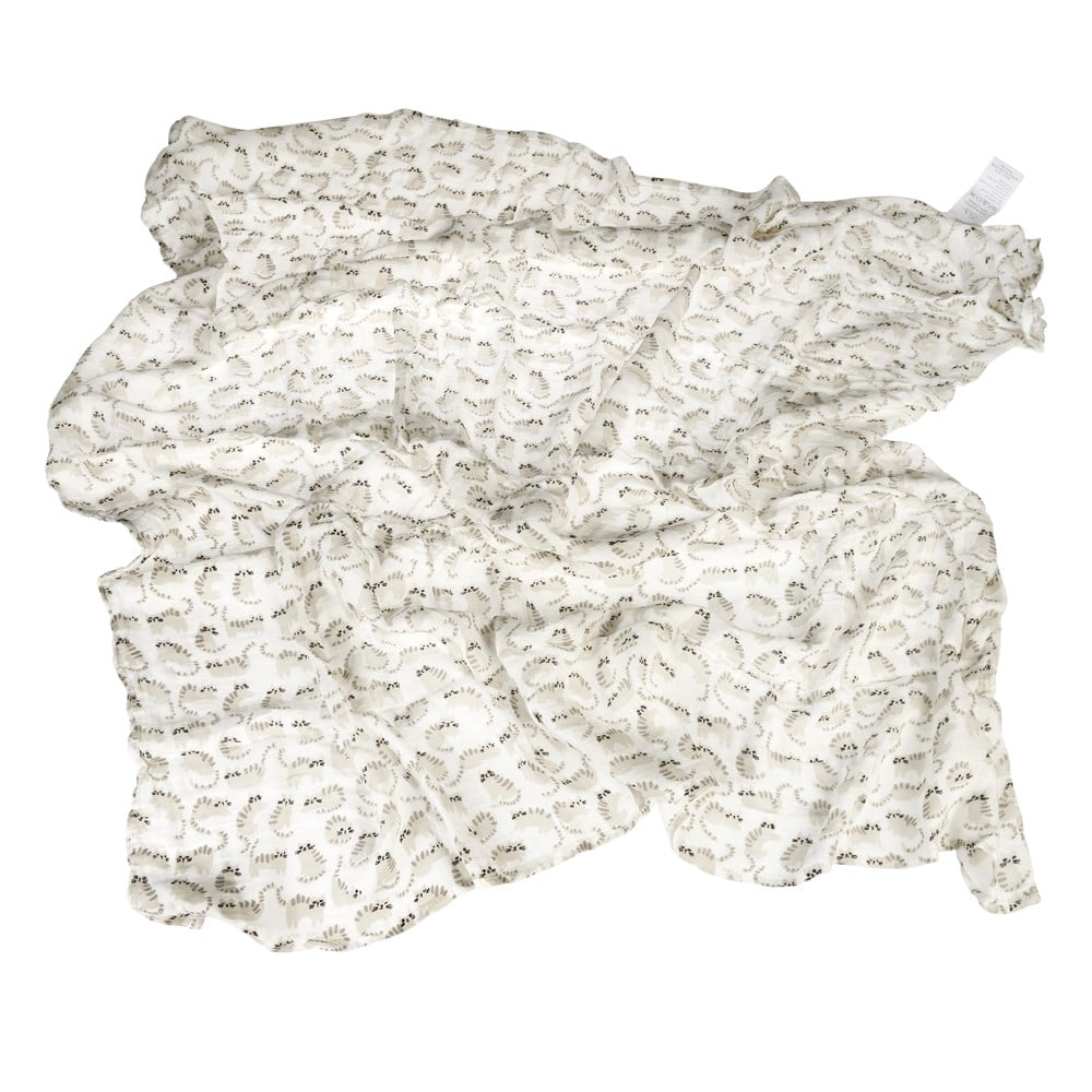 Fehér-szürke muszlin pólya / gyerek takaró 120x120 cm Kitty Cats – Rex London