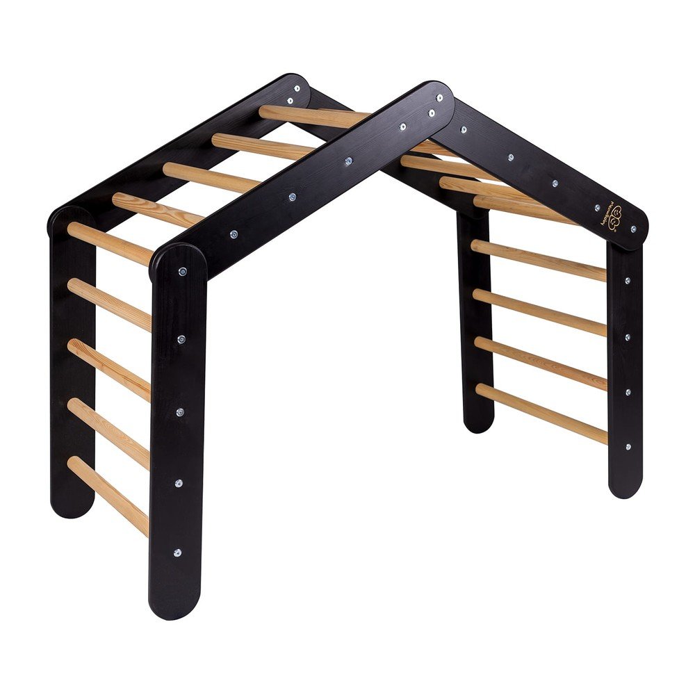 Fekete borovi fenyő pikler háromszög 61x112x94 cm Montessori – Meowbaby