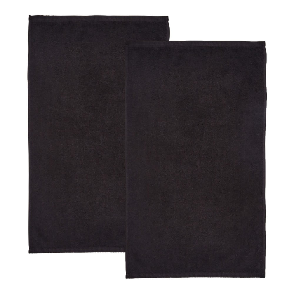 Fekete gyorsan száradó frottír pamut fürdőlepedő szett 2 db-os 90x140 cm Quick Dry – Catherine Lansfield