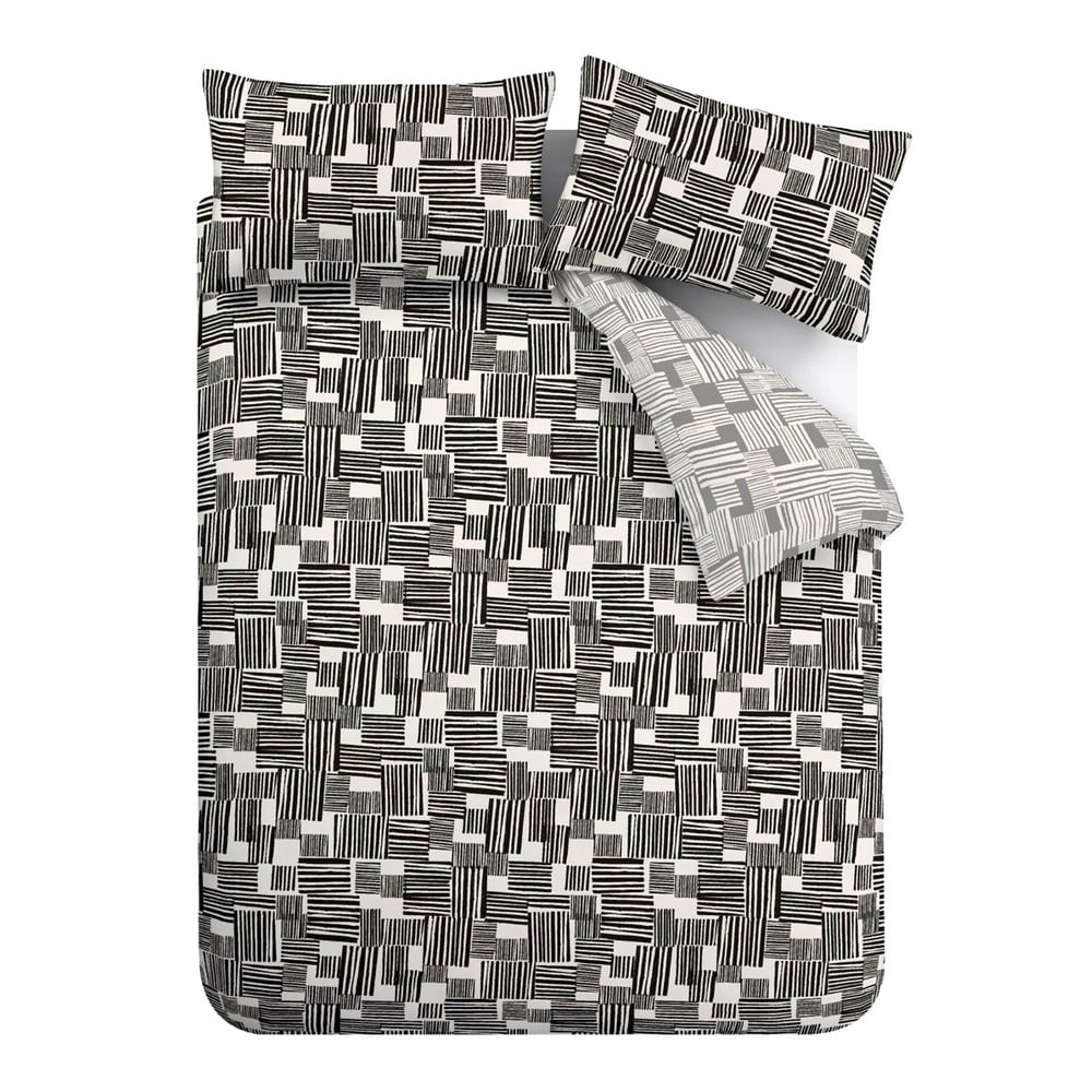 Fekete-szürke kétszemélyes-hosszabbított ágyneműhuzat 230x220 cm Blocks – Catherine Lansfield