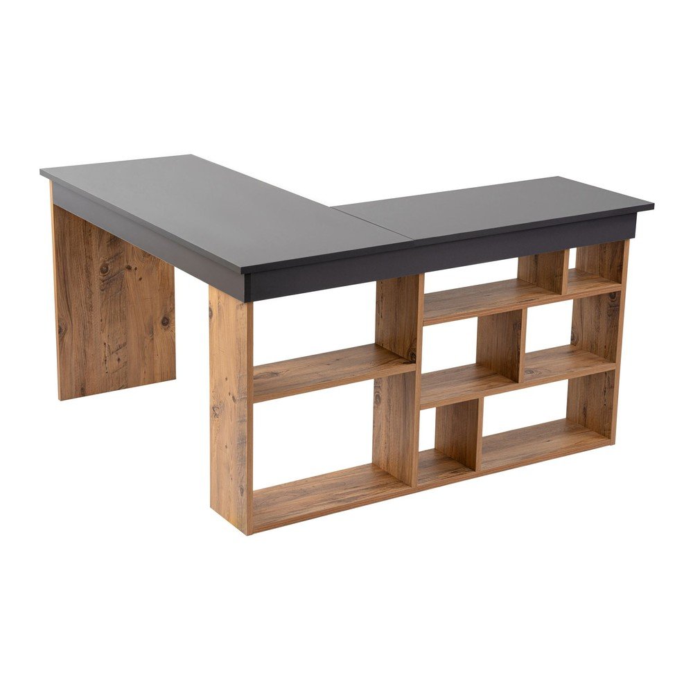 Íróasztal borovi fenyő dekorral 120x130 cm Vesper – Kalune Design