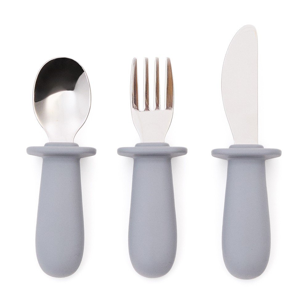 Kék műanyag-szilikon gyerek evőeszköz 3 db-os Lili – Kave Home