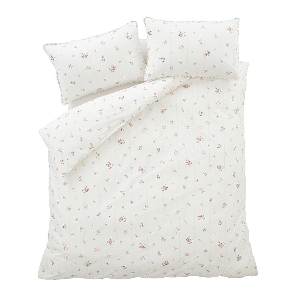 Krémszínű kétszemélyes háromrészes pamut-perkál ágyneműhuzat 200x200 cm Vintage Rosebud Lace – Bianca