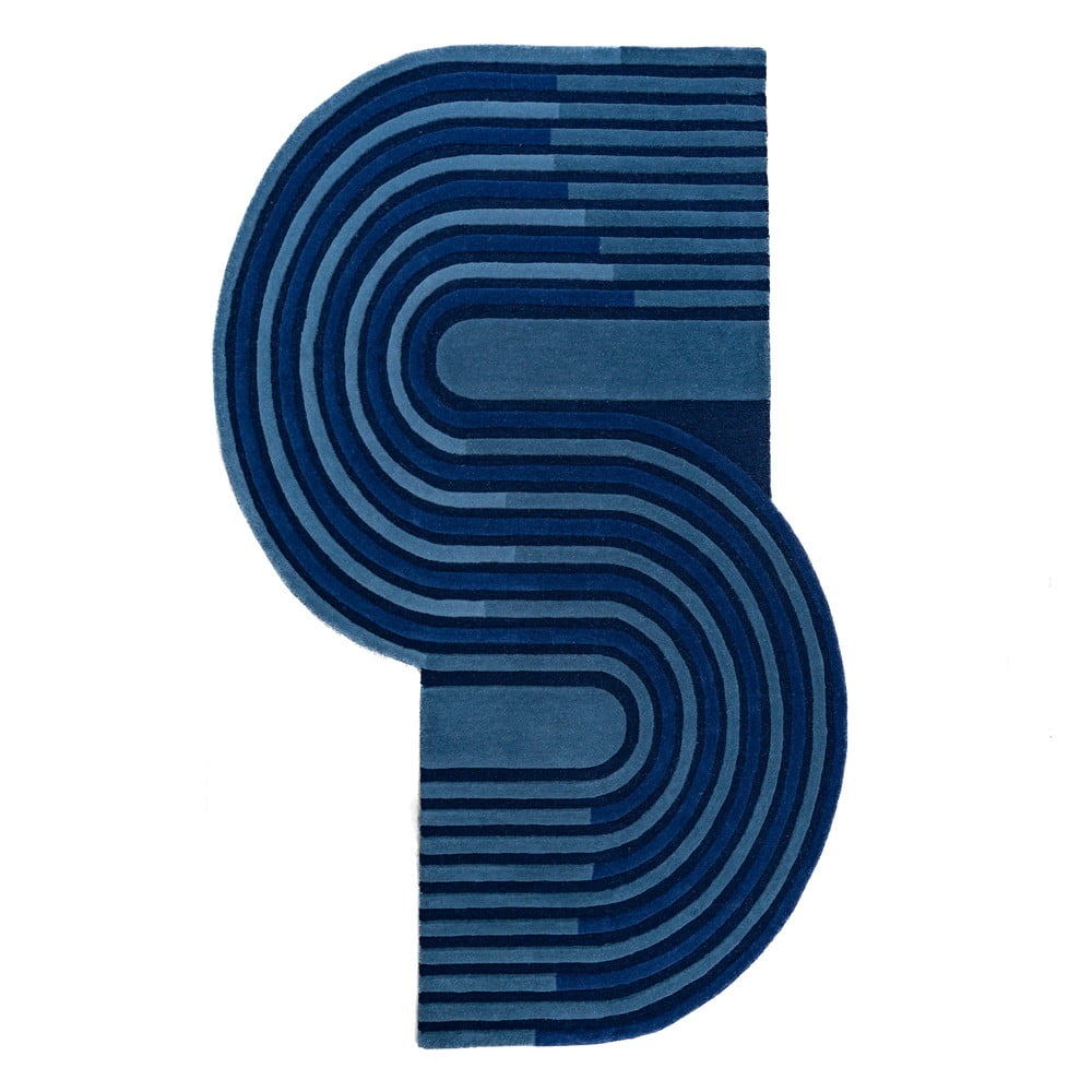 Sötétkék kézi szövésű gyapjú szőnyeg 150x240 cm Conway Retro – Flair Rugs