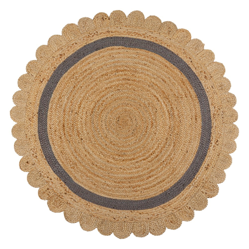 Szürke-natúr színű kézi szövésű juta kerek szőnyeg ø 160 cm Grace Grey – Flair Rugs