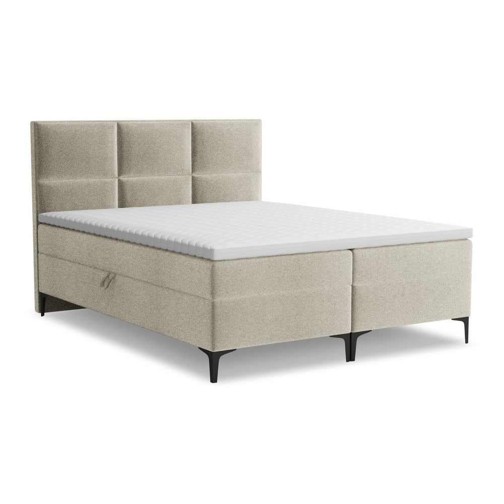 Szürkésbarna ágyneműtartós boxspring ágy 180x200 cm Pakalana – Makamii
