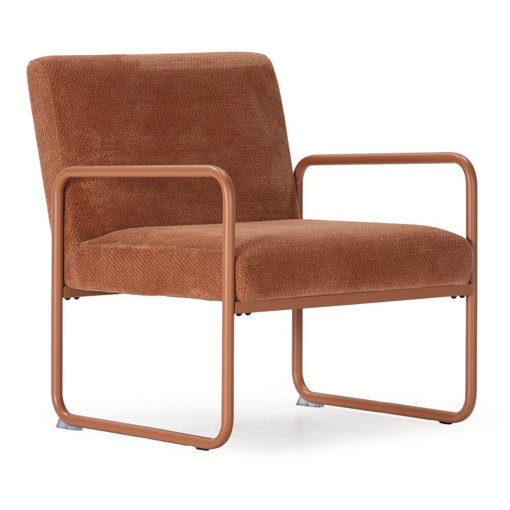 Terrakotta színű zsenília fotel Vince – MOME