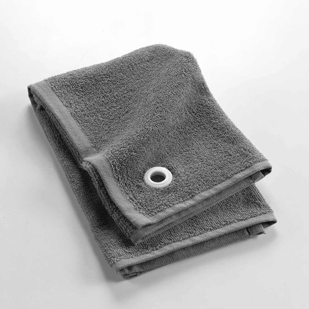 Antracitszürke frottír pamut törölköző 50x50 cm Cuistot – douceur d'intérieur