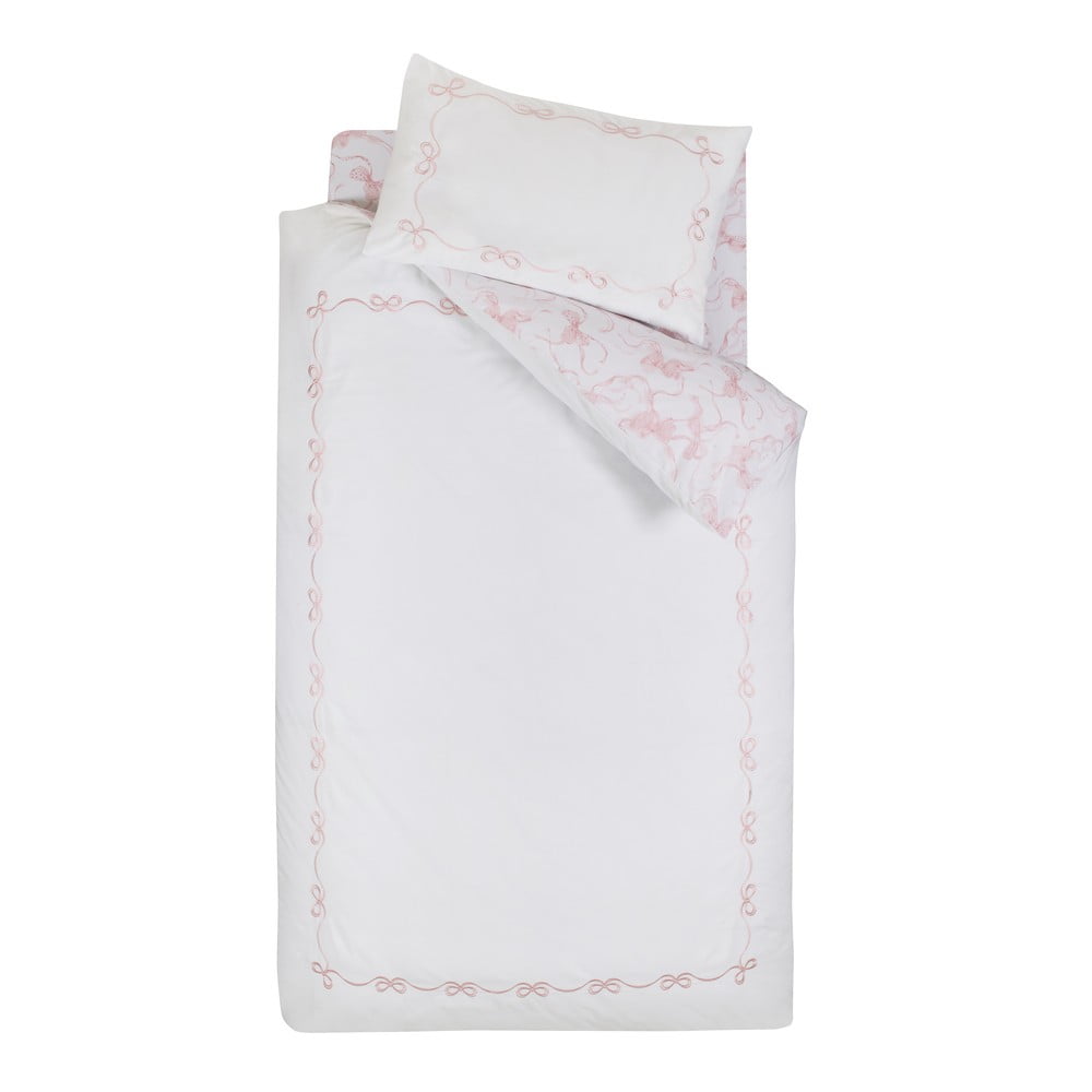 Fehér egyszemélyes ágyneműhuzat 135x200 cm Bow Embroidery – Catherine Lansfield